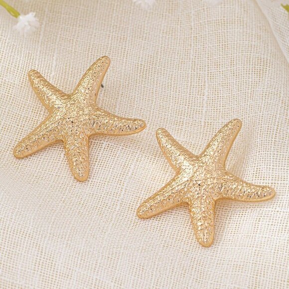 Gold Sexy Women's Cross-Border Hot-Selling Ocean-Themed Starfish Earrings - Picture 2 of 8